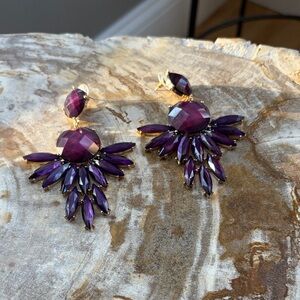 Elegant Purple and Gold Drop Earrings